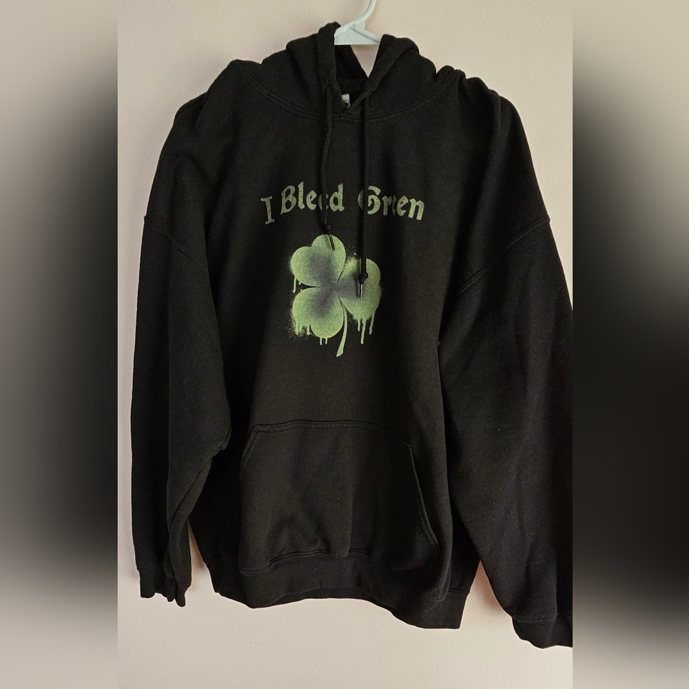 Gildan Black "I Bleed Green" Shamrock Hoodie